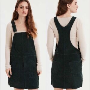 American Eagle Dark Green Corduroy Super Stretch Overalls Dress Small